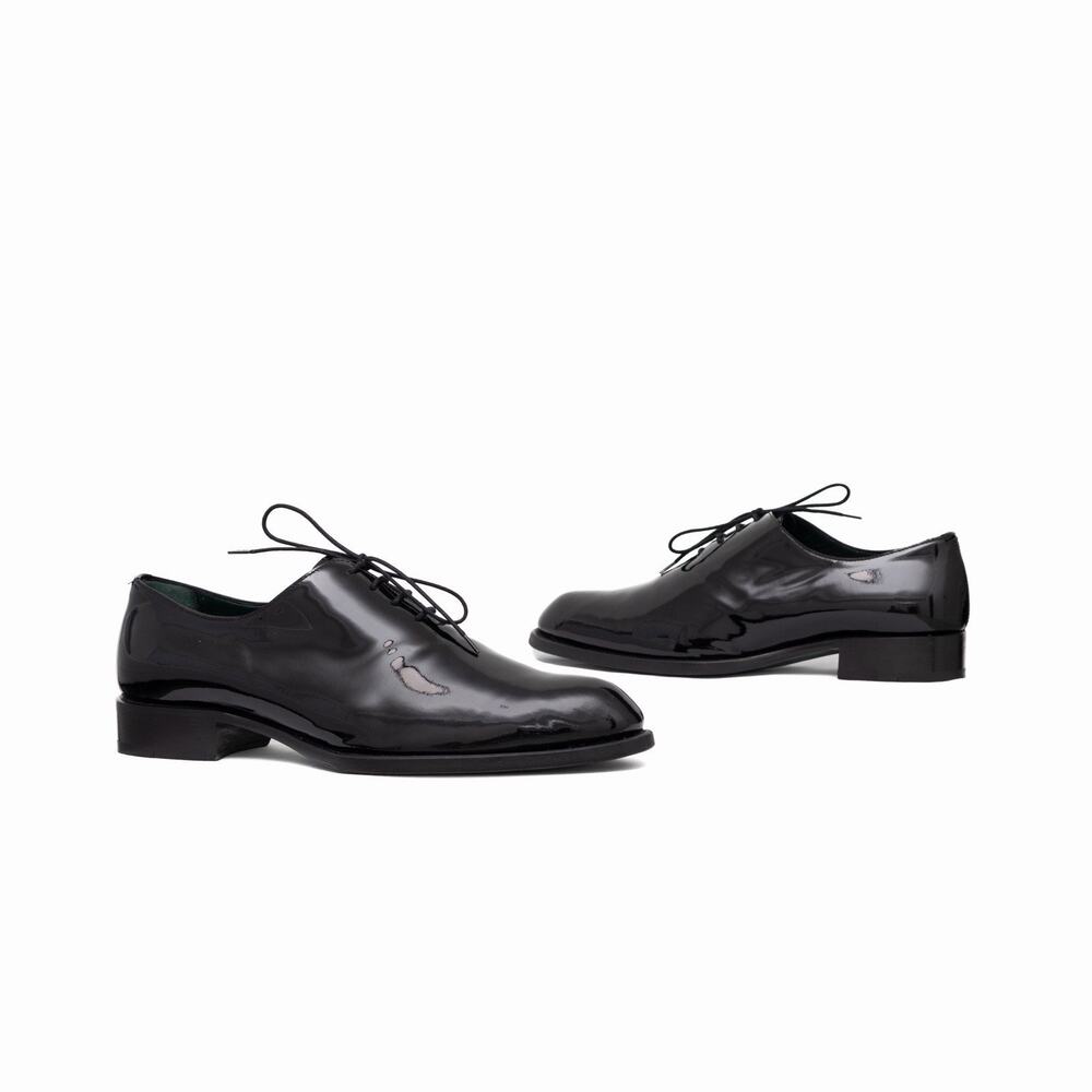 1.5k.$ Brioni Cardinal Whole-Cut Black Patent Leather Evening Oxford Shoes US 10